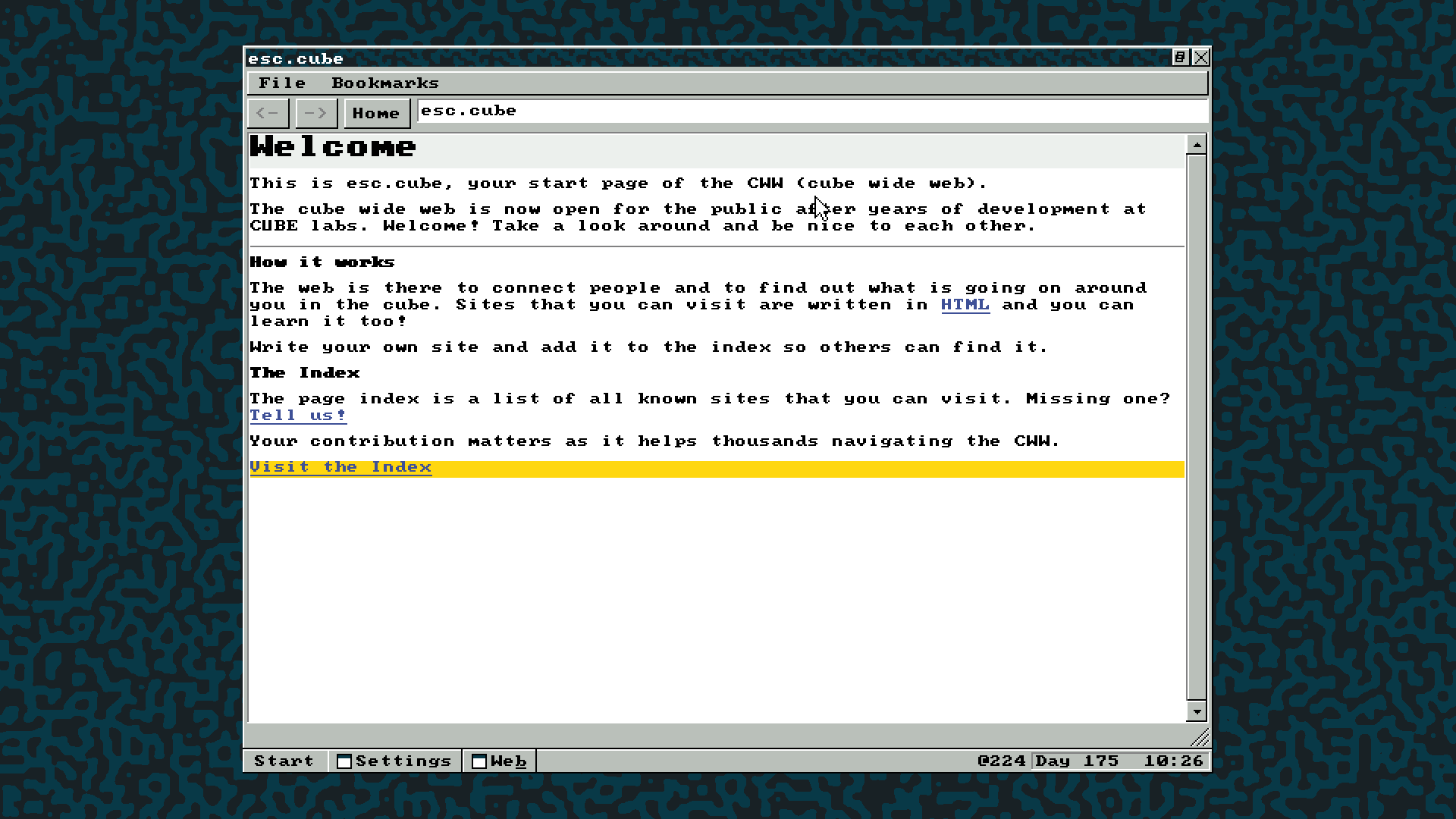 Web: The web browser for the cube wide web